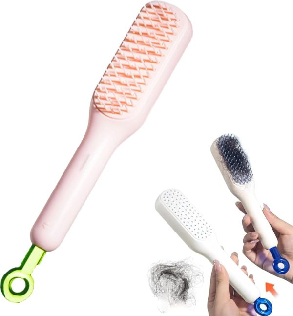 Self Cleaning Magic Hair Brush, One-click Cleaning Telescopic Hair Comb – (random Color)